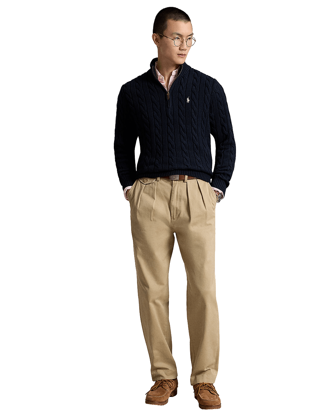 Polo Ralph Lauren Jumpers Polo Ralph Lauren Navy Cable-Knit Cotton Quarter-Zip Sweater