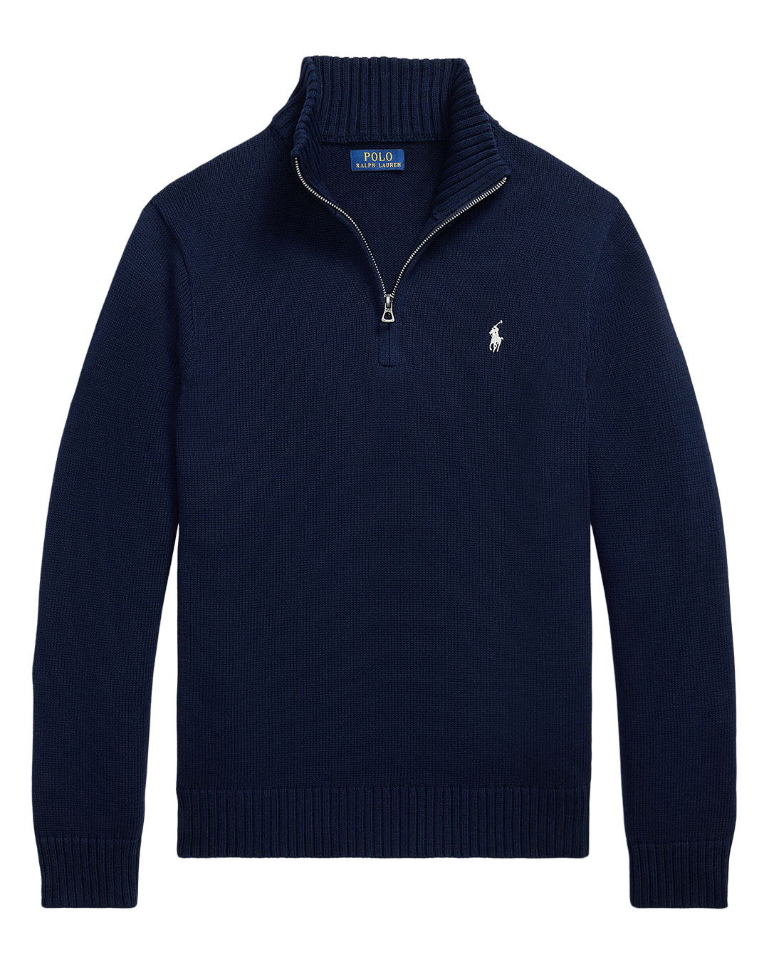 Polo Ralph Lauren Jumpers Polo Ralph Lauren Navy Cotton Quarter-Zip Mock Neck Sweater
