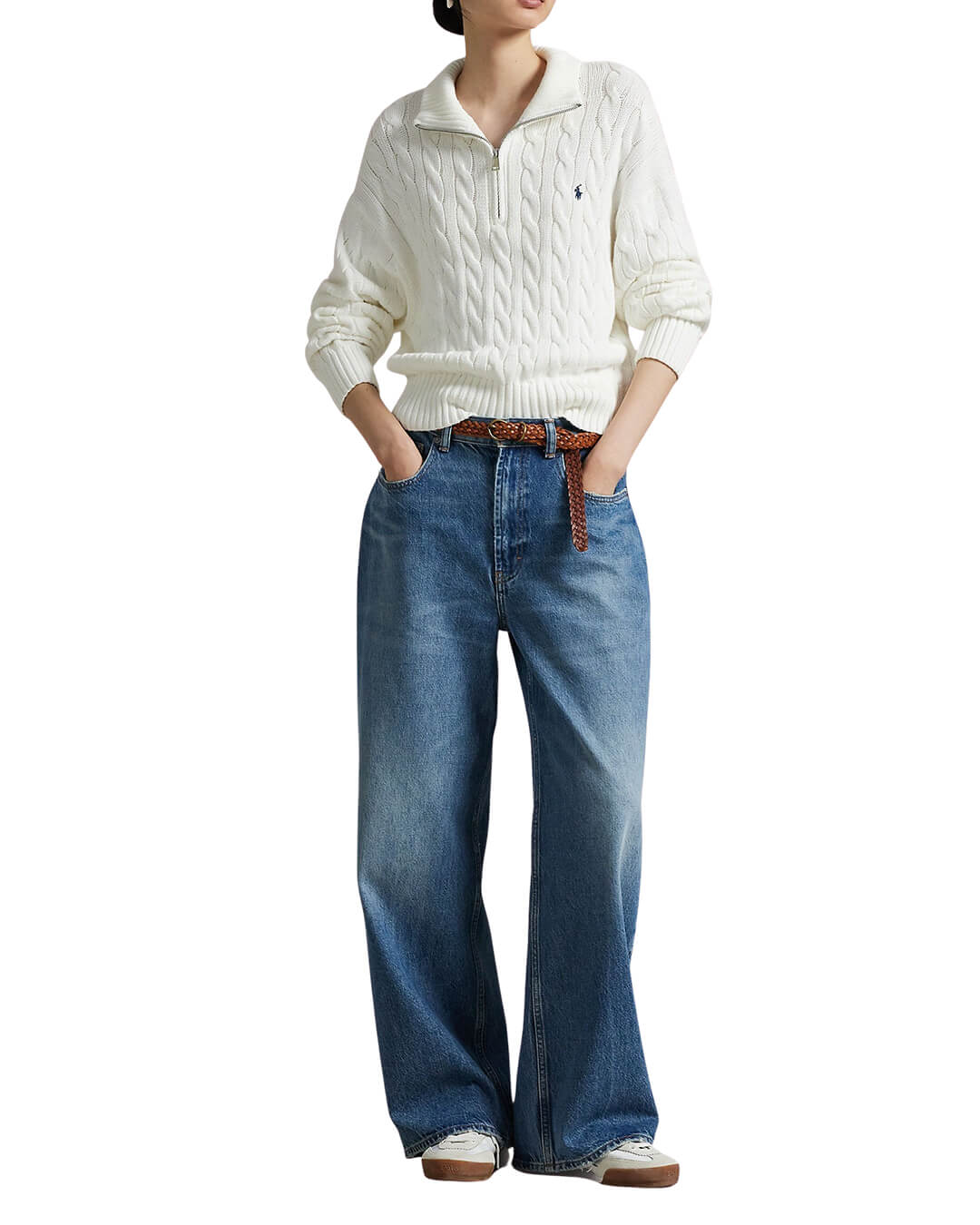 Polo Ralph Lauren Jumpers Polo Ralph Lauren White Cable-Knit Cotton Jumper