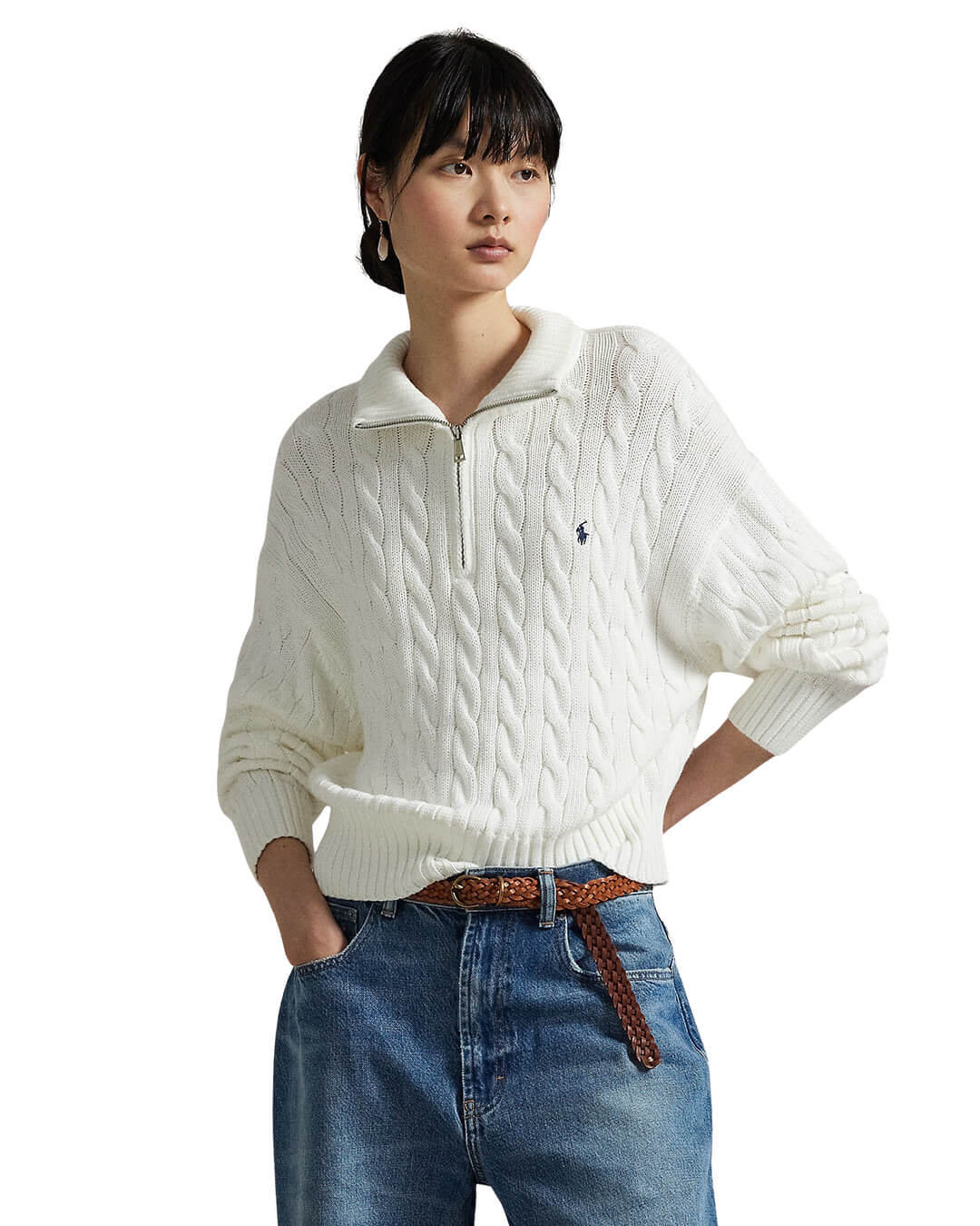 Polo Ralph Lauren Jumpers Polo Ralph Lauren White Cable-Knit Cotton Jumper