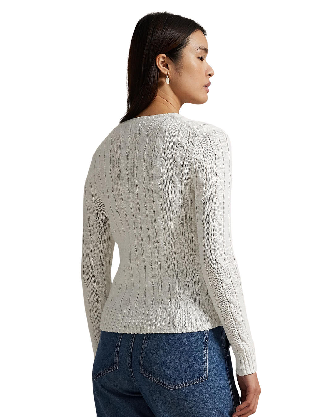 Polo Ralph Lauren Jumpers XL Polo Ralph Lauren White  Julianna Cable-Knit Cotton Jumper