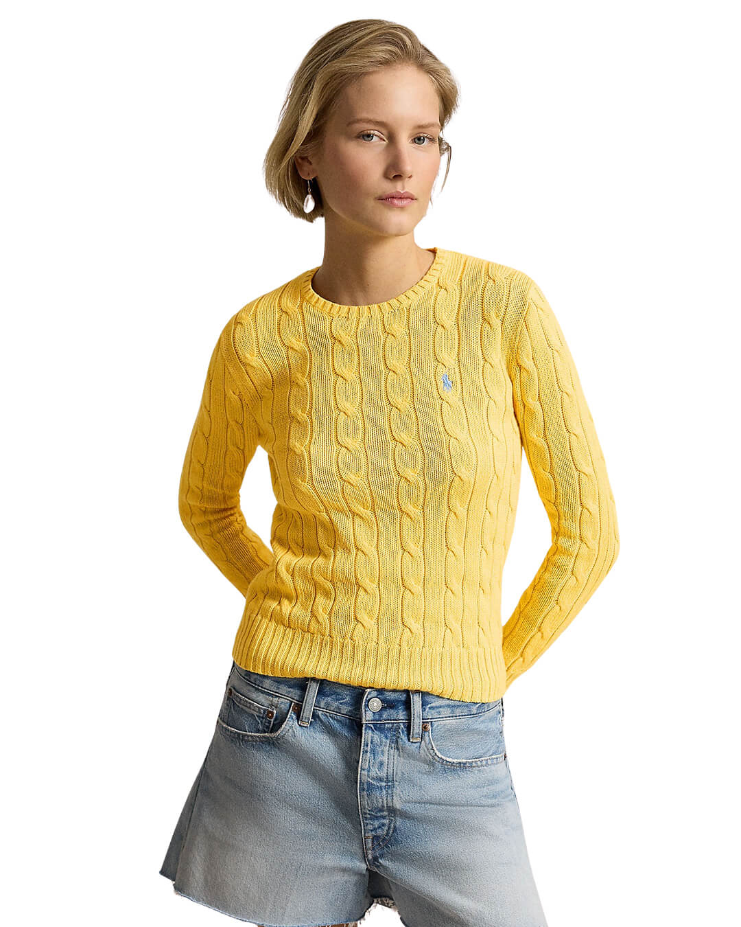 Polo Ralph Lauren Jumpers Polo Ralph Lauren Yellow Julianna Cable-Knit Cotton  Jumper