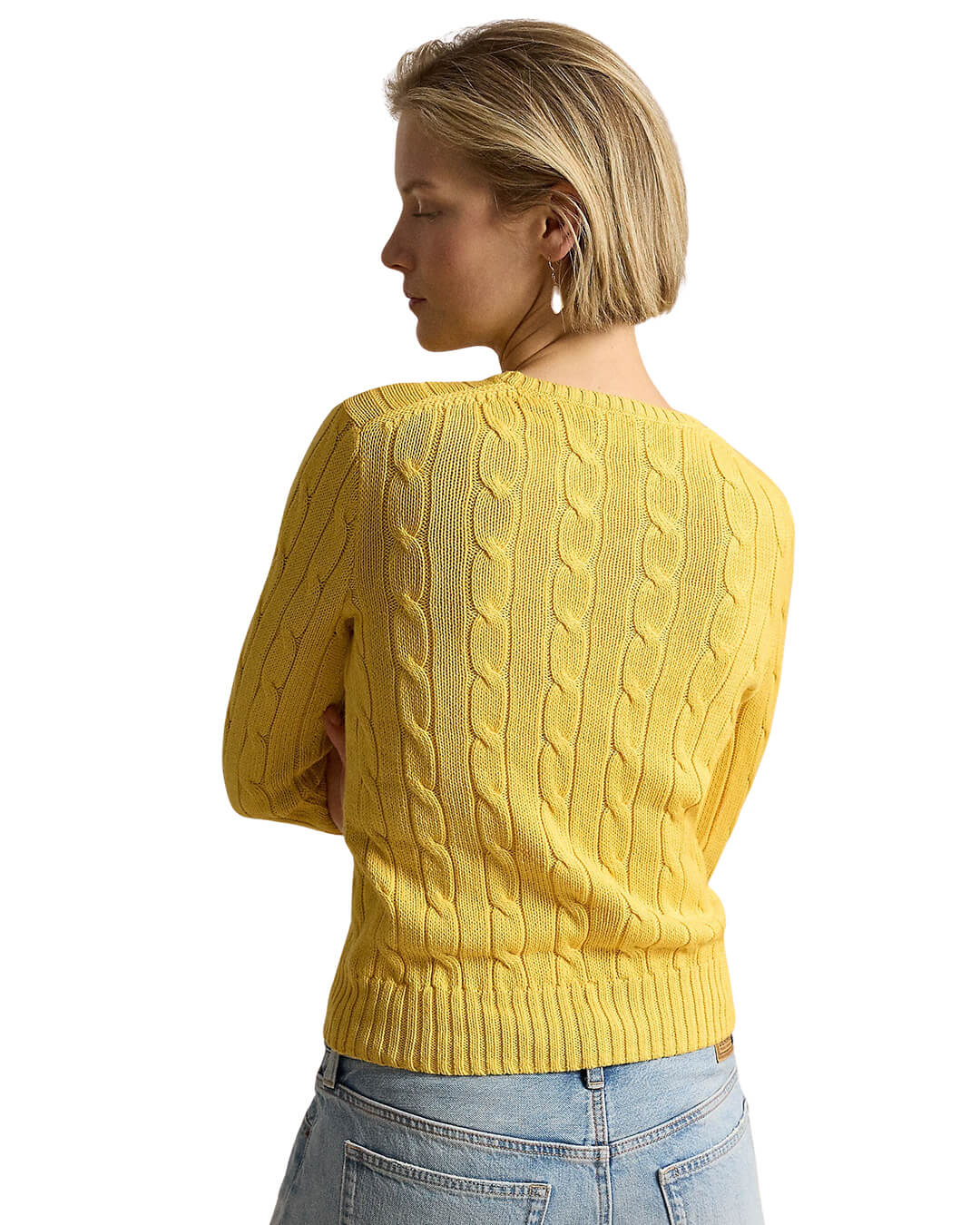Polo Ralph Lauren Jumpers Polo Ralph Lauren Yellow Julianna Cable-Knit Cotton  Jumper