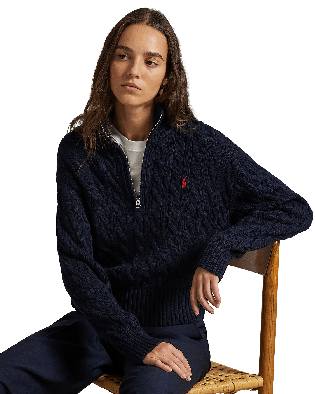 Polo Ralph Lauren Jumpers Ralph Lauren Blue Ralph Lauren Cable-Knit Cotton Quarter-Zip Sweater Blue