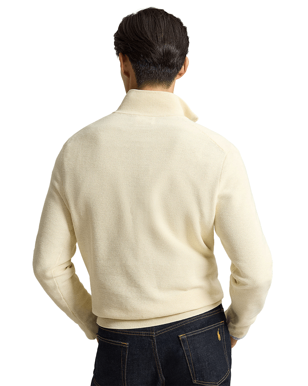 Polo Ralph Lauren Jumpers Ralph Lauren Cream Ralph Lauren Mesh-Knit Cotton Quarter-Zip Sweater Cream