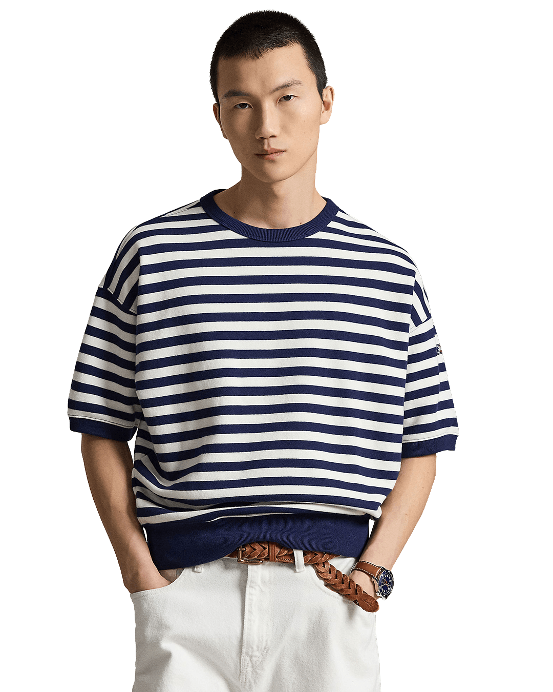 Polo Ralph Lauren Jumpers Ralph Lauren Navy Ralph Lauren Relaxed Fit Striped Fleece Sweatshirt Navy