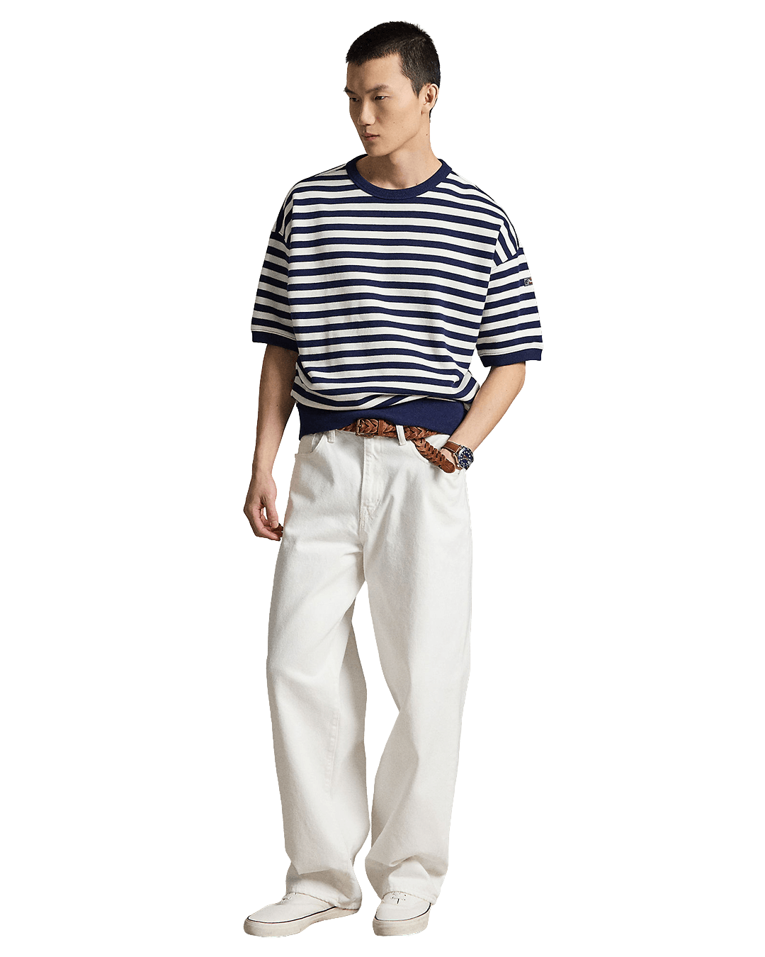 Polo Ralph Lauren Jumpers Ralph Lauren Navy Ralph Lauren Relaxed Fit Striped Fleece Sweatshirt Navy