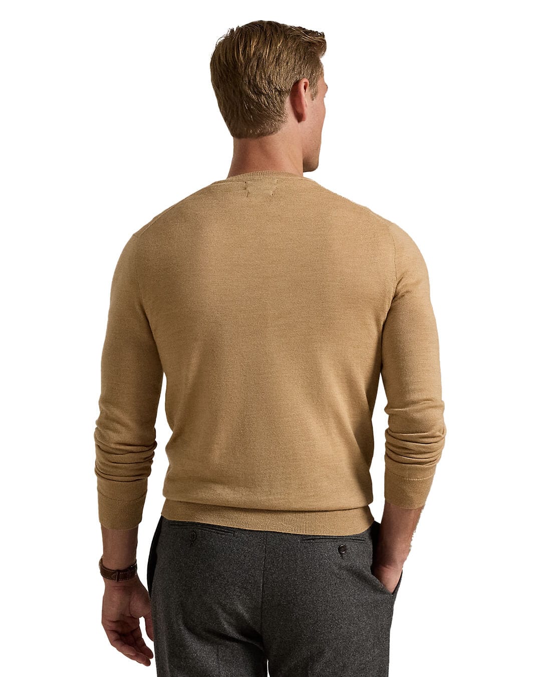 Polo Ralph Lauren Jumpers SLIM FIT WASHABLE WOOL CREWNECK SWEATER BROWN