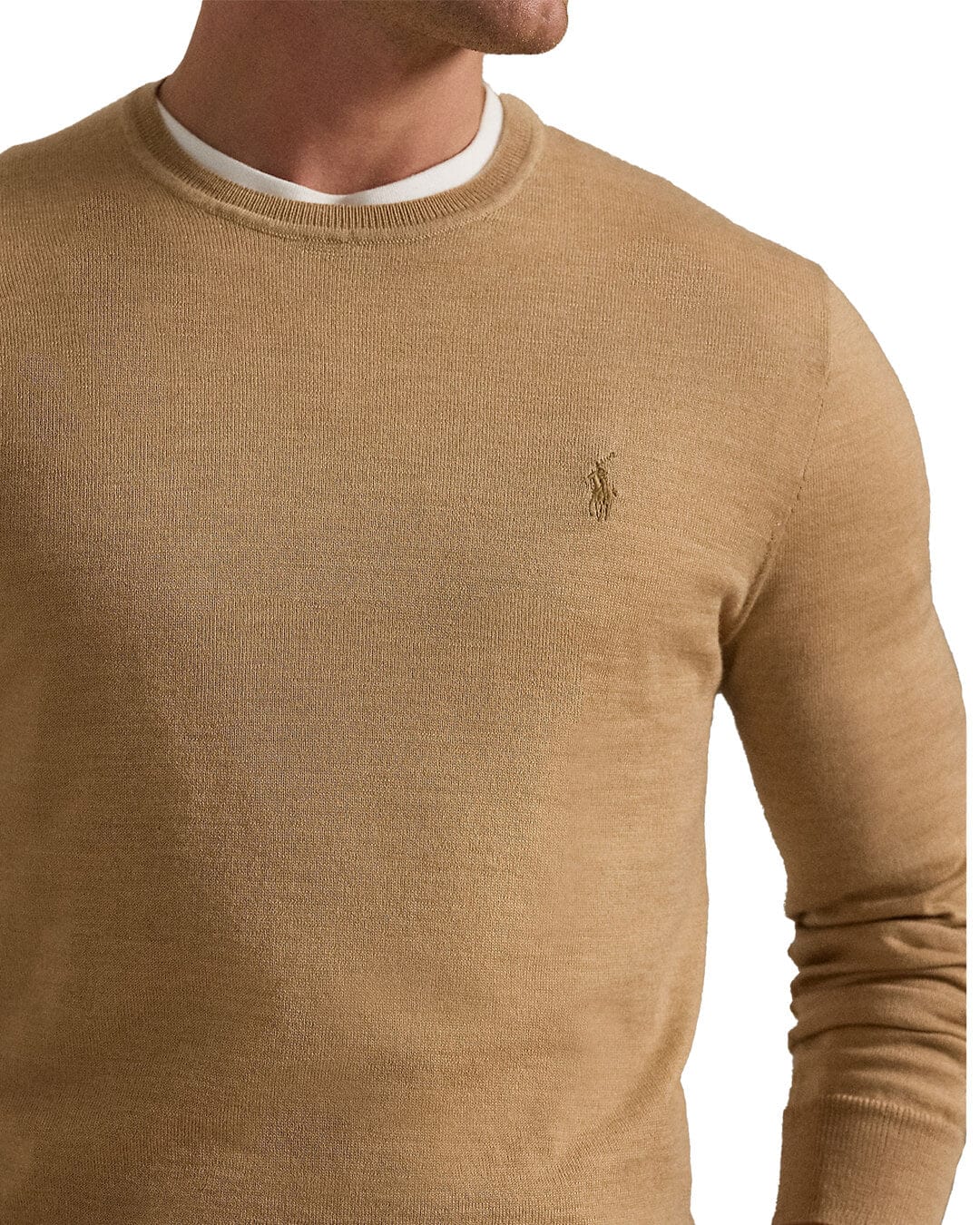 Polo Ralph Lauren Jumpers SLIM FIT WASHABLE WOOL CREWNECK SWEATER BROWN