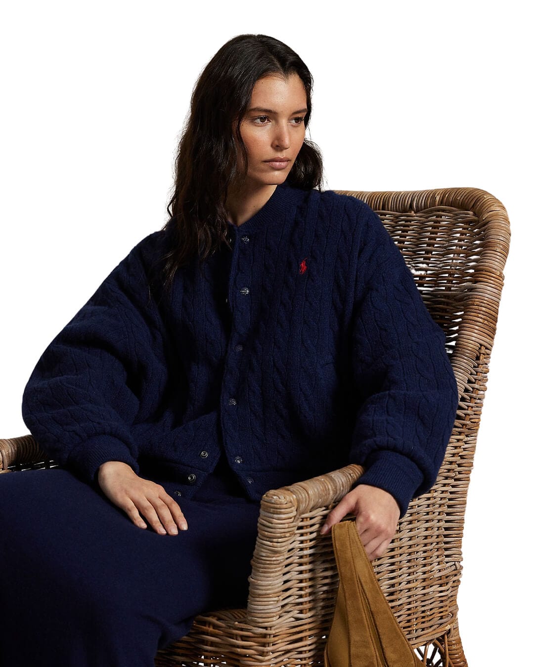 Polo Ralph Lauren Outerwear CABLE-KNIT WOOL-CASHMERE BOMBER JACKET NAVY