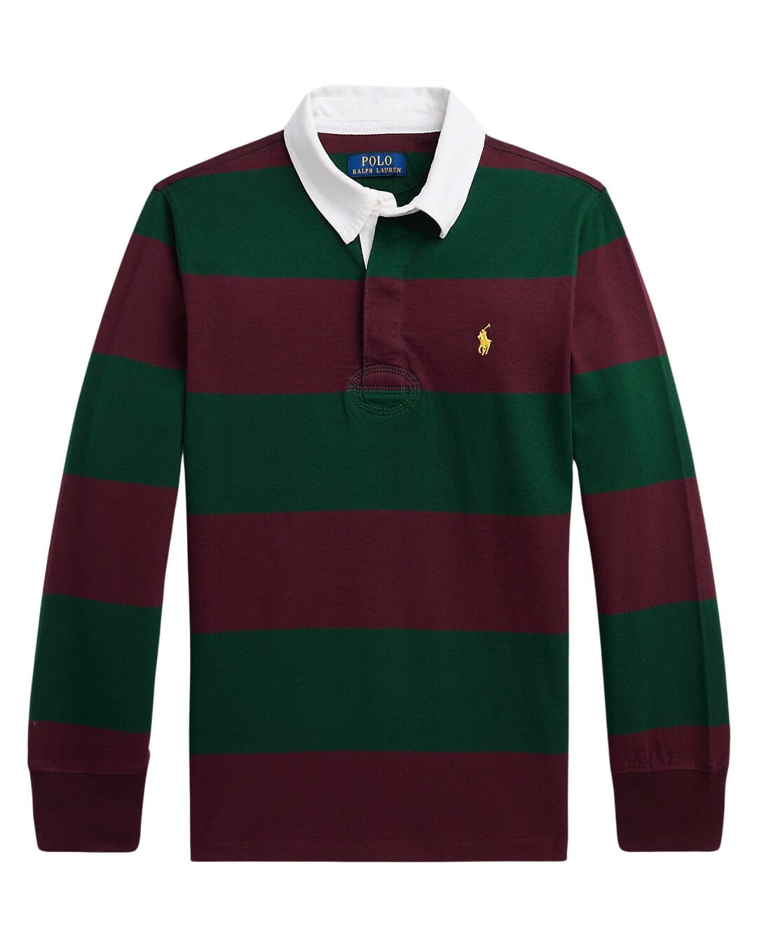 Polo Ralph Lauren Polo Shirts Boys Polo Ralph Lauren Green And Burgundy Striped Cotton Jersey Rugby Shirt