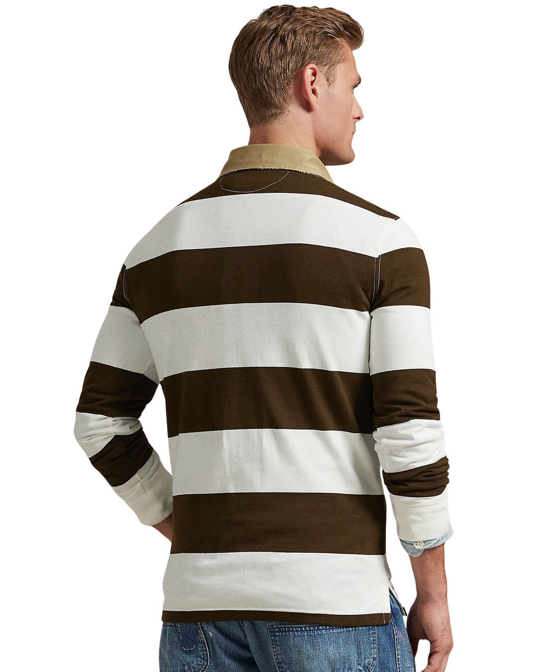 Polo Ralph Lauren Polo Shirts Polo Ralph Lauren Brown Classic Fit Khaki Collar Rugby Polo Shirt