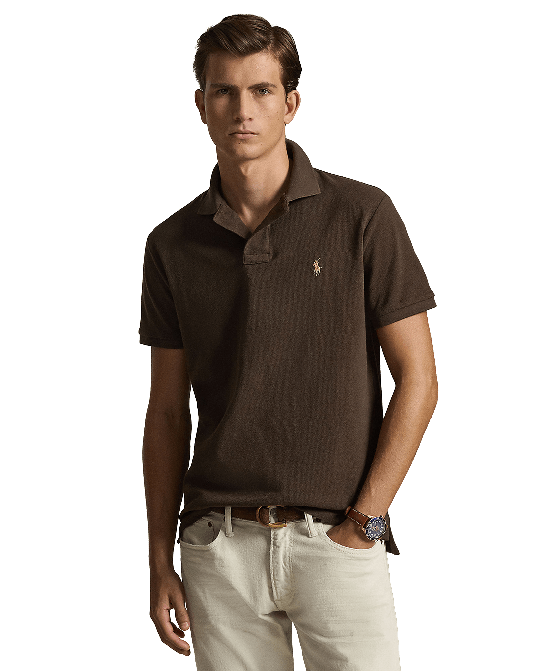 Polo Ralph Lauren Polo Shirts Polo Ralph Lauren Brown Custom Slim Fit Mesh Polo