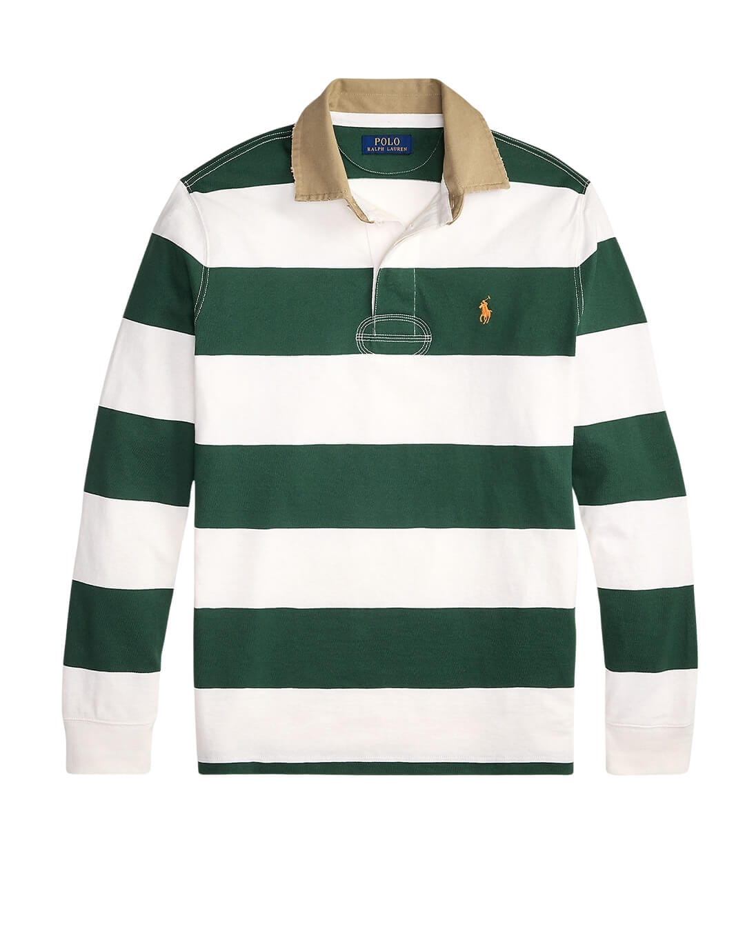 Polo Ralph Lauren Polo Shirts Polo Ralph Lauren Green Classic Fit Khaki Collar Rugby Polo Shirt