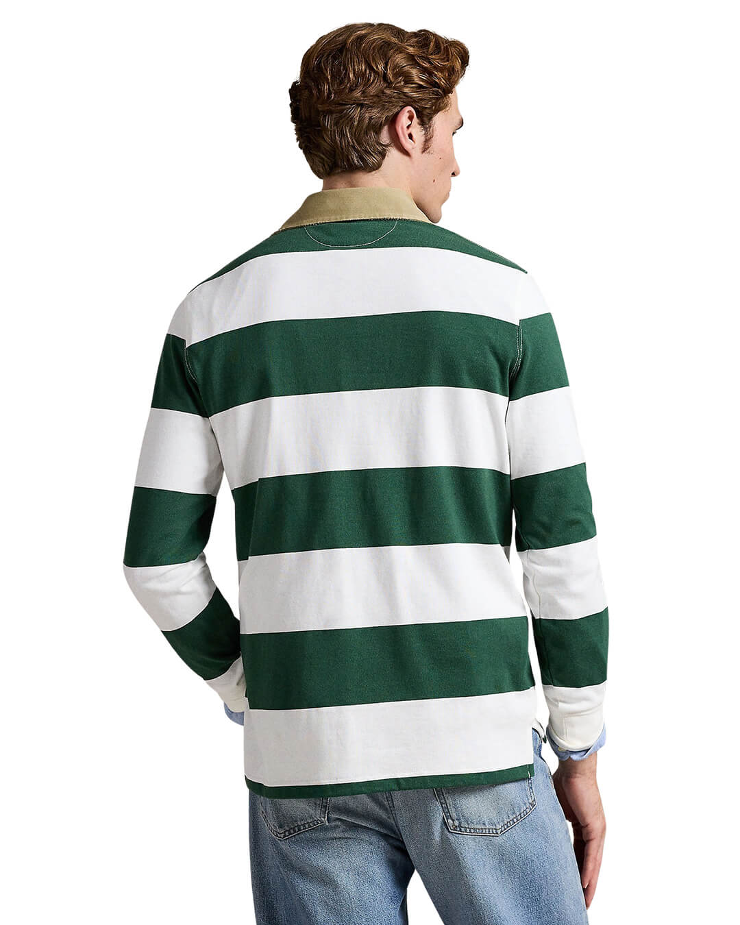 Polo Ralph Lauren Polo Shirts Polo Ralph Lauren Green Classic Fit Khaki Collar Rugby Polo Shirt
