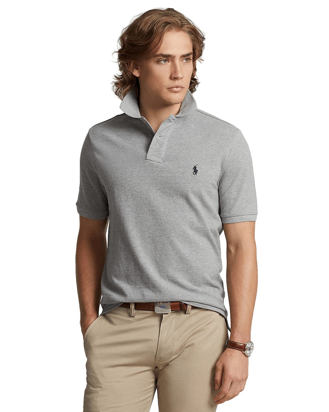 Polo Ralph Lauren Polo Shirts Polo Ralph Lauren Grey Iconic Mesh Polo Shirt