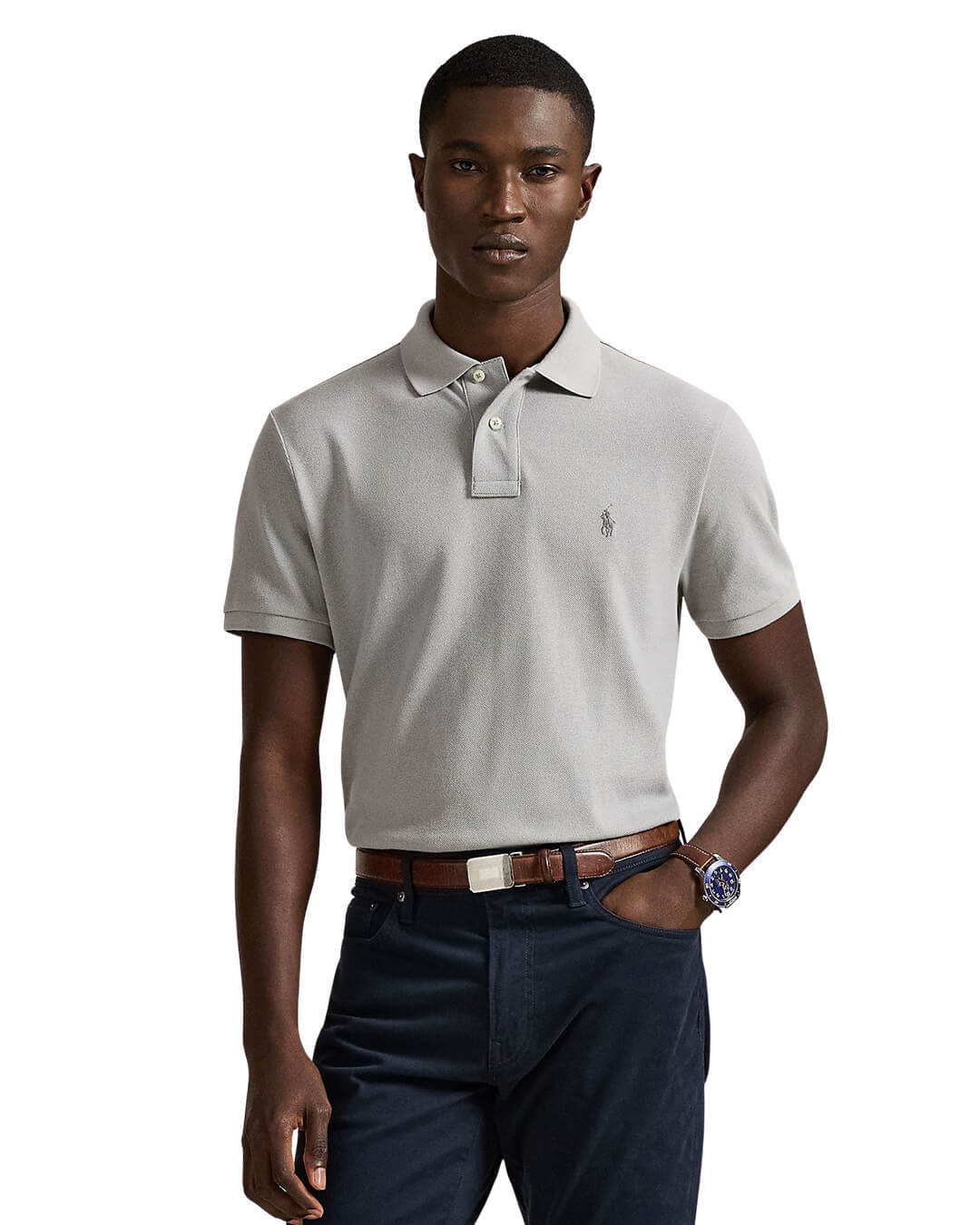 Polo Ralph Lauren Polo Shirts Polo Ralph Lauren Grey The Iconic Mesh  Polo Shirt