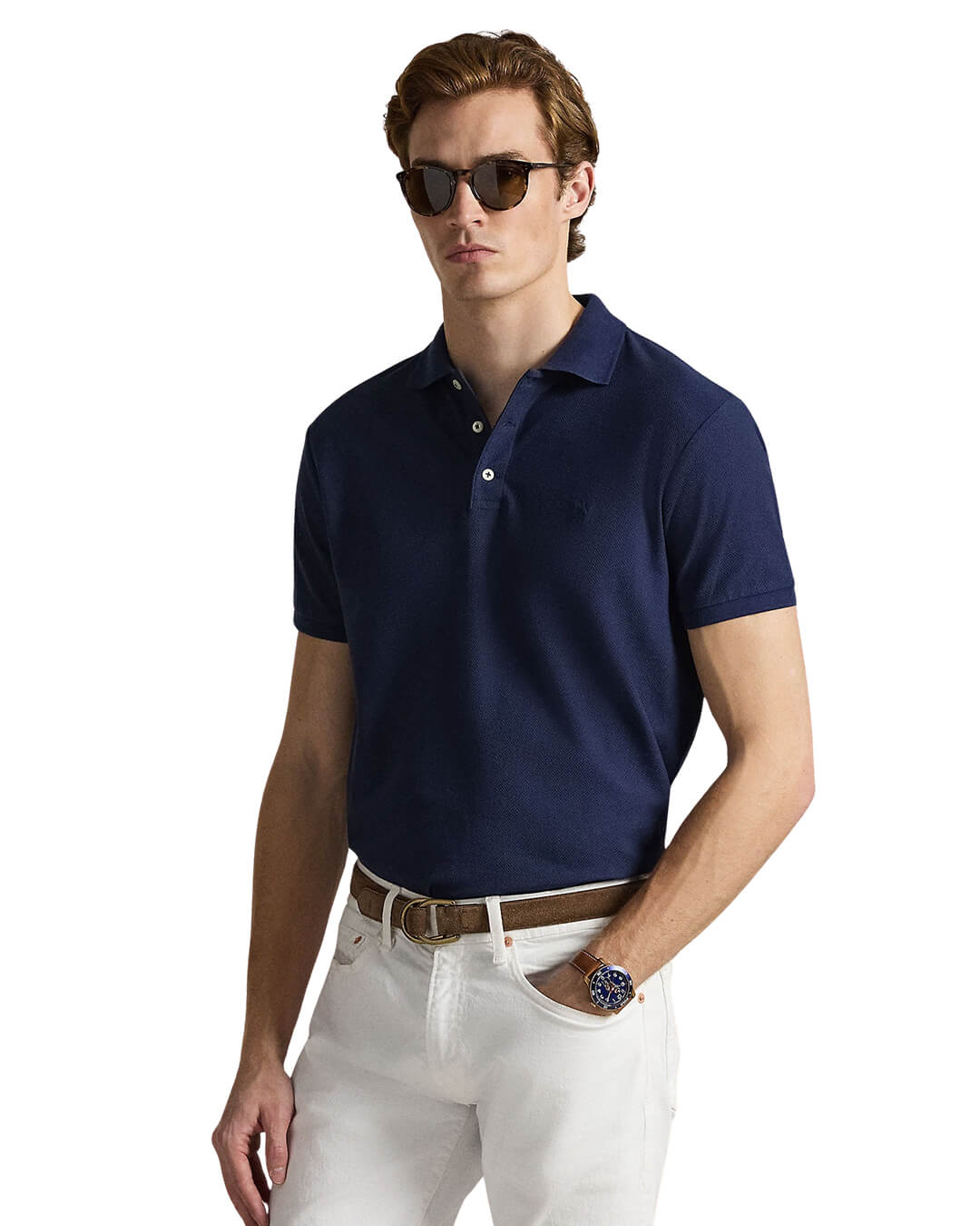Polo Ralph Lauren Polo Shirts Polo Ralph Lauren Navy  Custom Slim  Polo Shirt