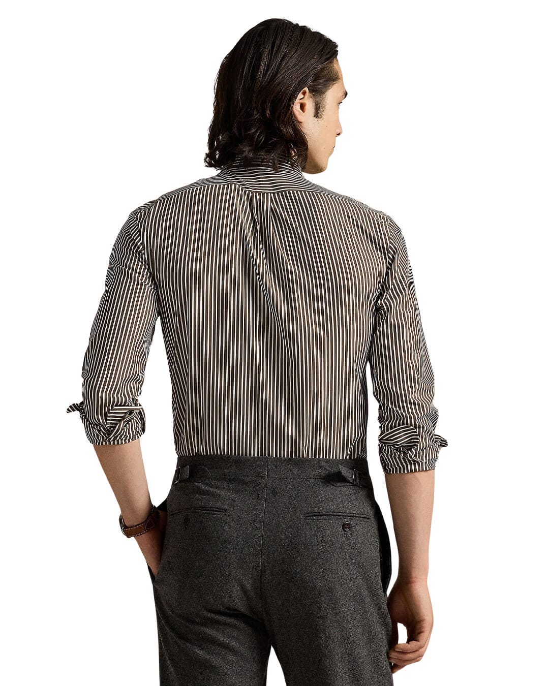 Polo Ralph Lauren Shirts CUSTOM FIT STRIPED STRETCH POPLIN SHIRT BROWN