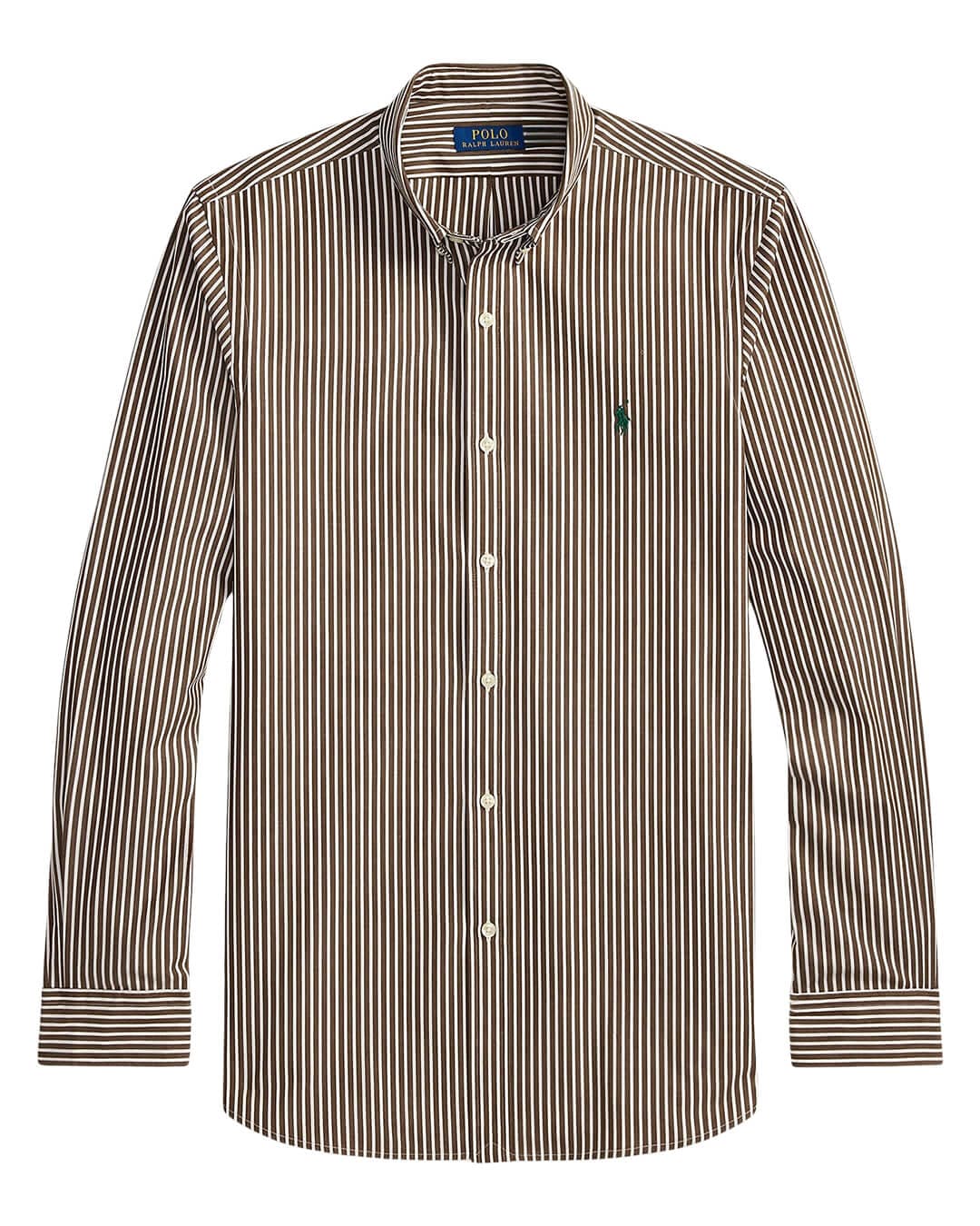 Polo Ralph Lauren Shirts CUSTOM FIT STRIPED STRETCH POPLIN SHIRT BROWN
