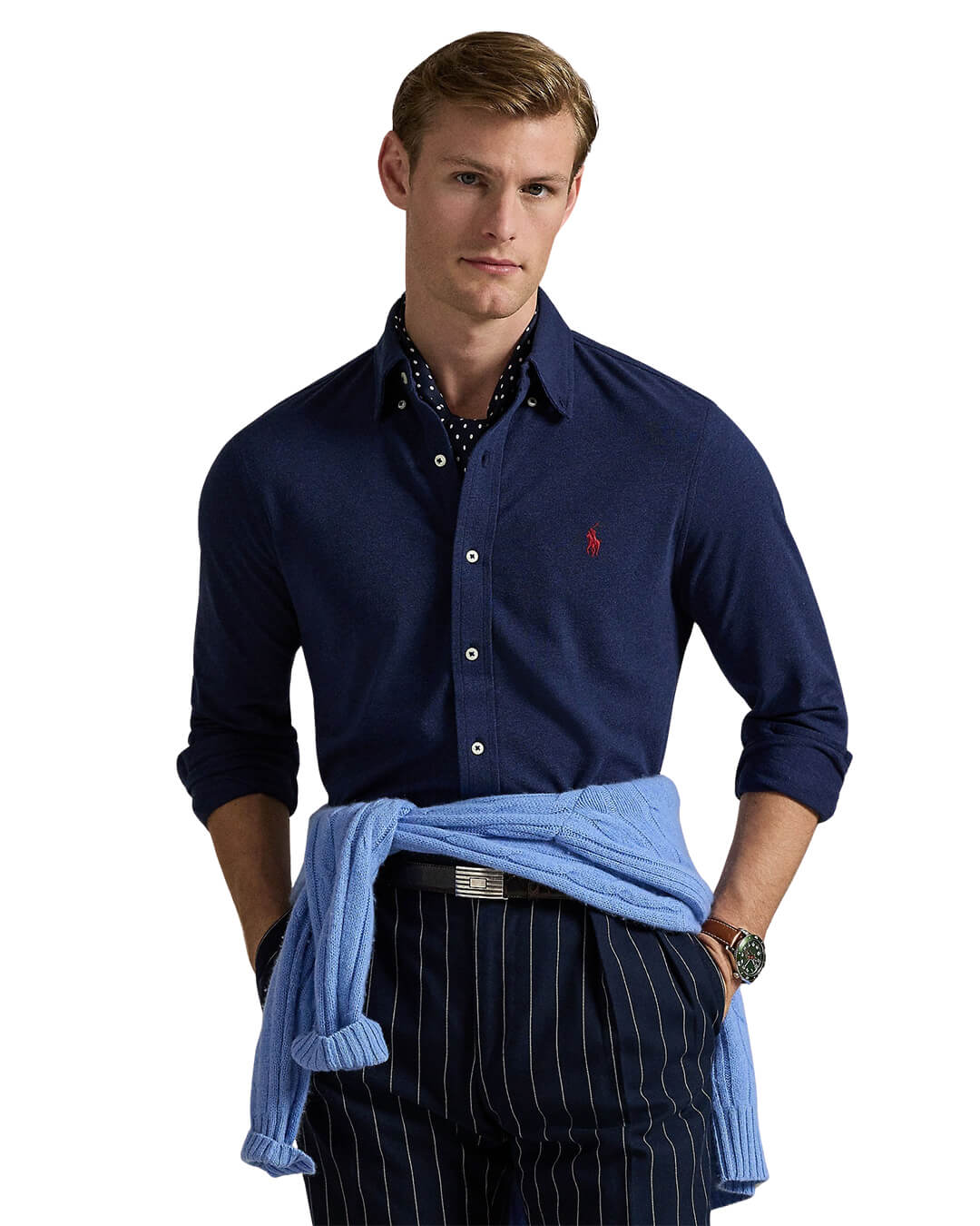 Polo Ralph Lauren Shirts FEATHERWEIGHT LS MESH SHIRT NAVY