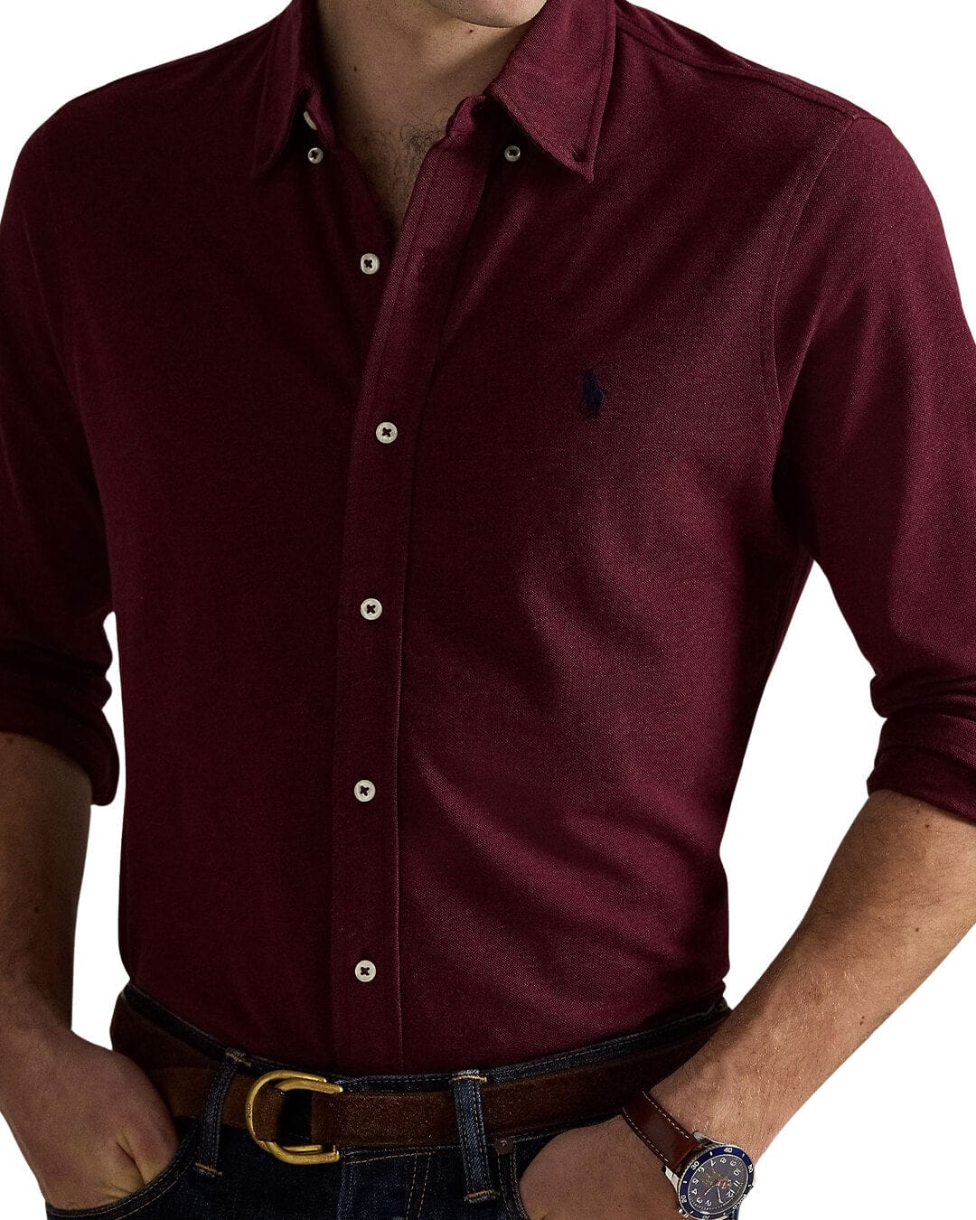 Polo Ralph Lauren Shirts FEATHERWEIGHT LS MESH SHIRT RED