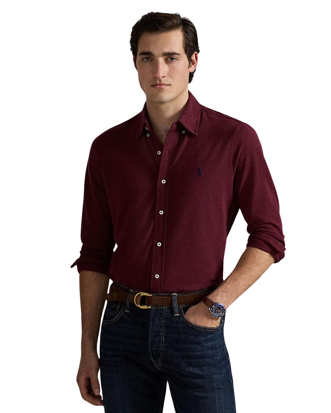 Polo Ralph Lauren Shirts FEATHERWEIGHT LS MESH SHIRT RED