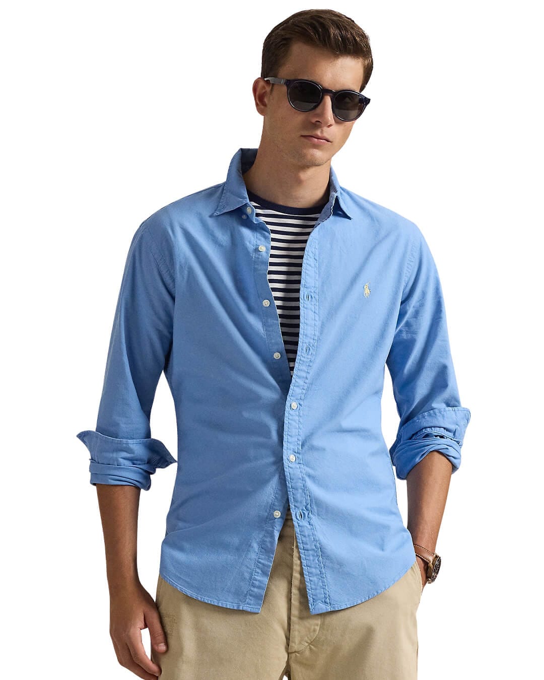 Polo Ralph Lauren Shirts Polo Ralph Blue Lauren Slim Fit Garment-Dyed Oxford  Shirt