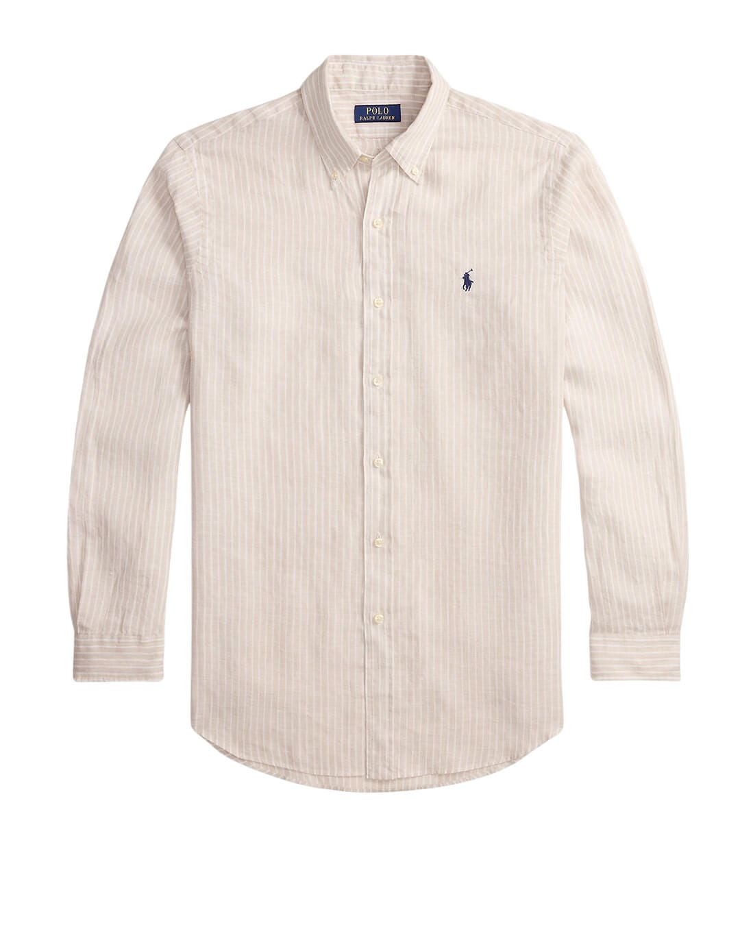 Polo Ralph Lauren Shirts Polo Ralph Lauren Beige Stripe Custom Fit Linen  Shirt