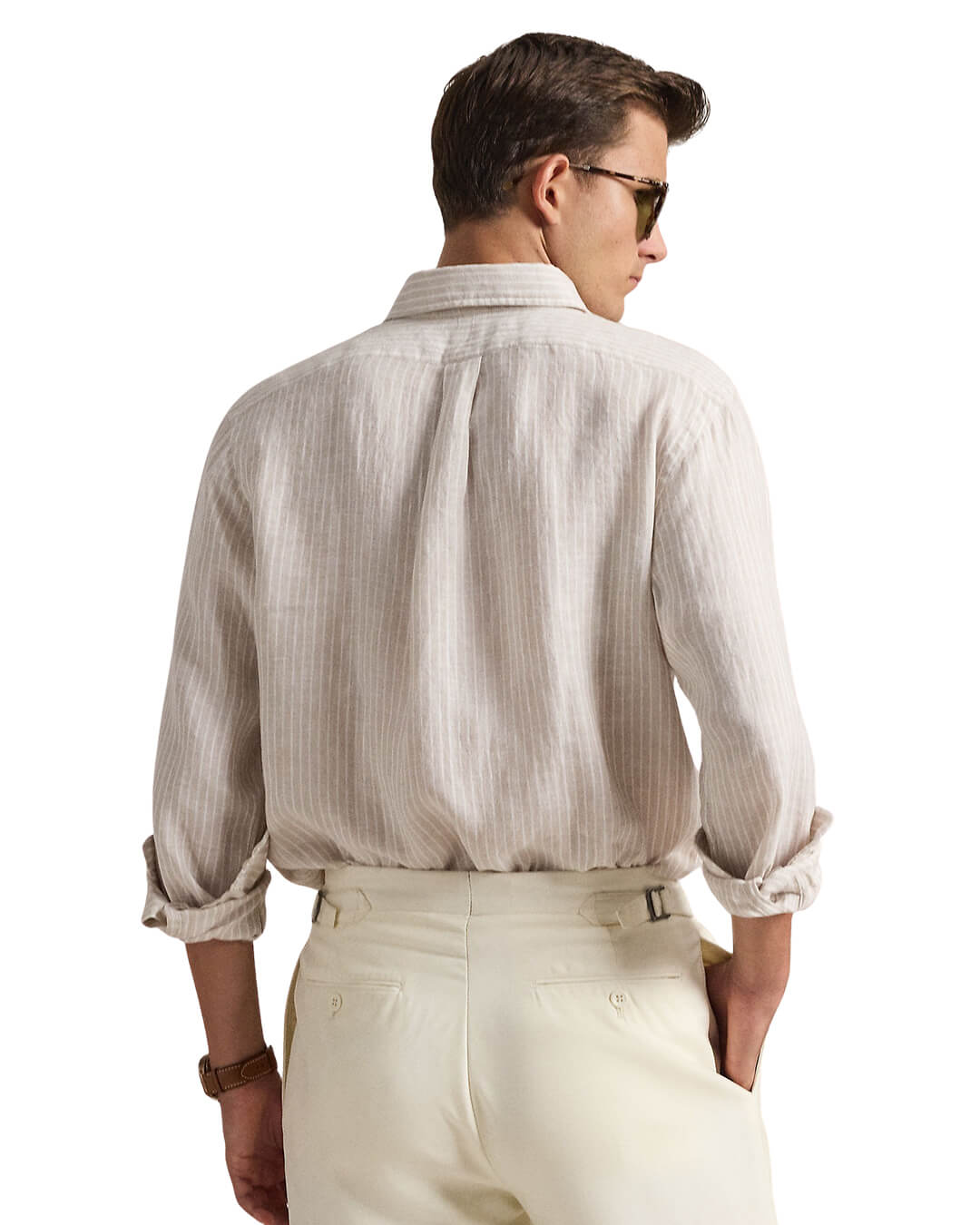 Polo Ralph Lauren Shirts Polo Ralph Lauren Beige Stripe Custom Fit Linen  Shirt