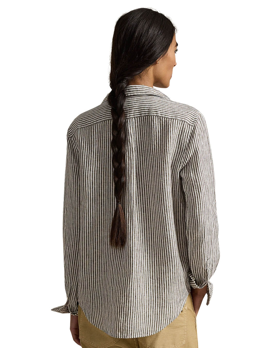 Polo Ralph Lauren Shirts Polo Ralph Lauren Brown Classic Fit Striped Linen Shirt