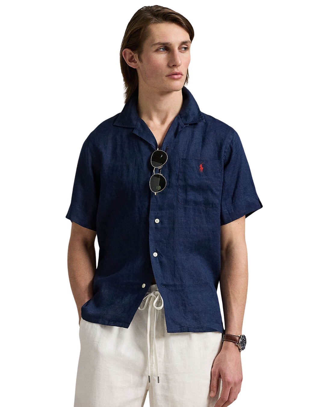 Polo Ralph Lauren Shirts Polo Ralph Lauren Navy  Classic Fit Ss Linen Camp Shirt
