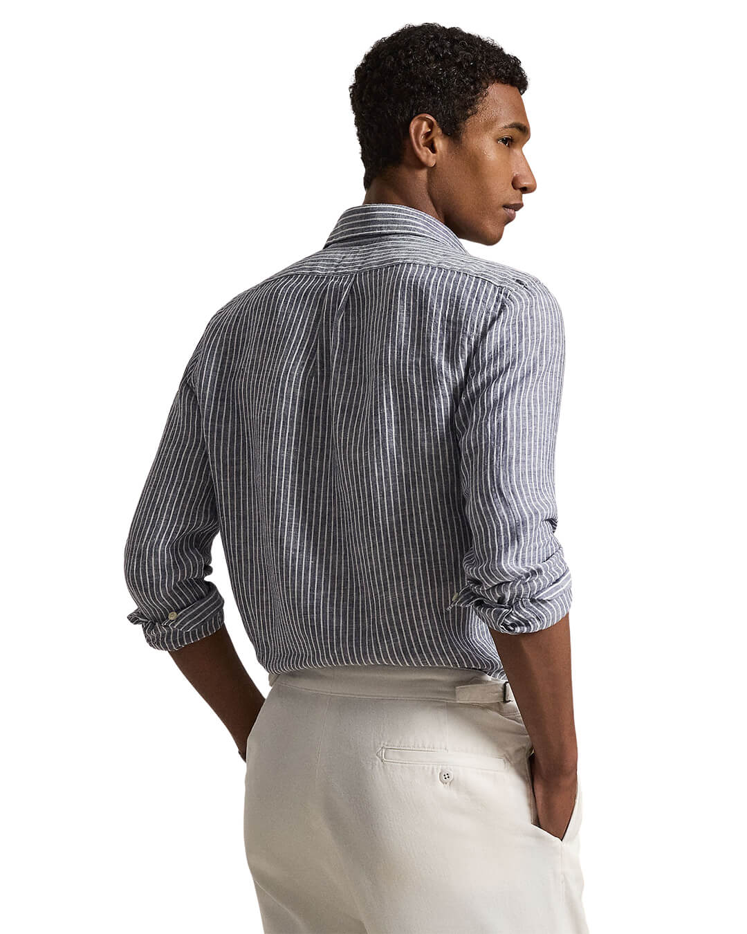Polo Ralph Lauren Shirts Polo Ralph Lauren Navy  Stripe Custom Fit Linen  Shirt