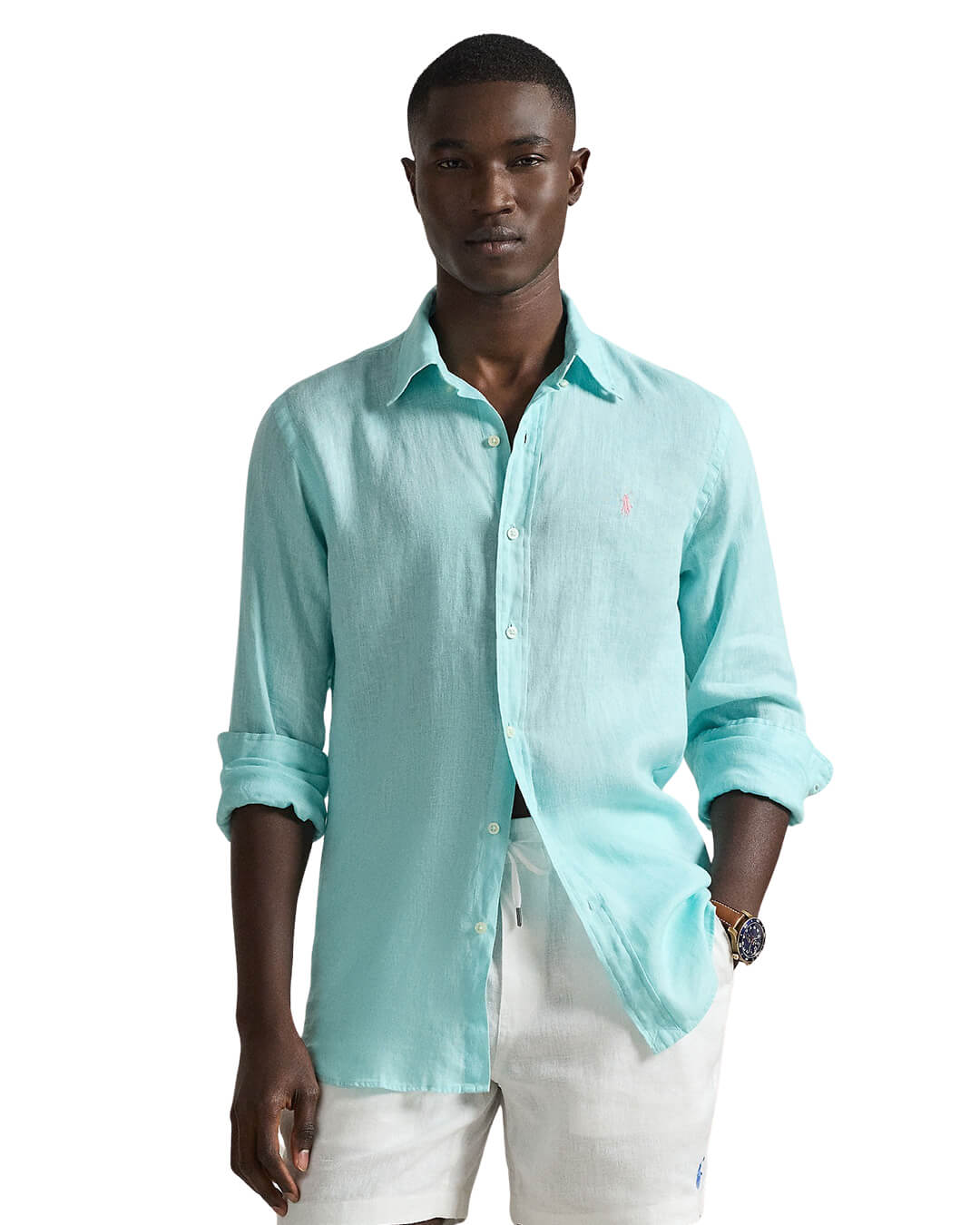 Polo Ralph Lauren Shirts Polo Ralph Lauren Turquoise Custom Fit Ls Linen Shirt