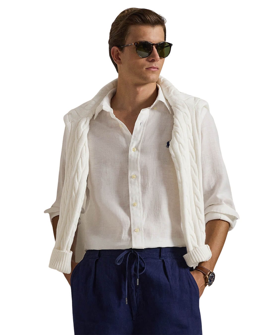 Polo Ralph Lauren Shirts Polo Ralph Lauren White Custom Fit Ls Linen  Shirt