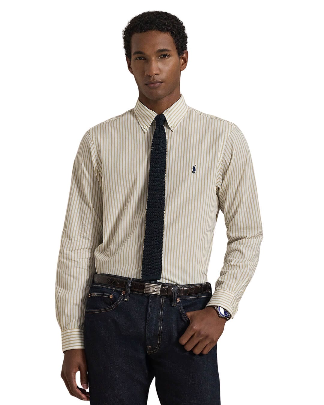 Polo Ralph Lauren Shirts Polo Ralph Lauren White Stripe Custom Fit Cotton  Shirt