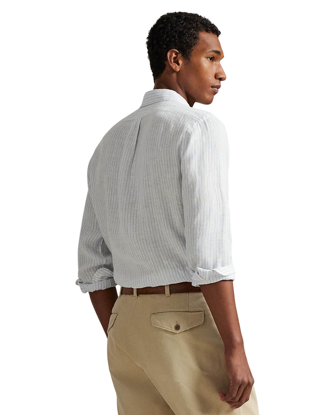 Polo Ralph Lauren Shirts Polo Ralph Lauren White  Stripe Custom Fit Linen  Shirt