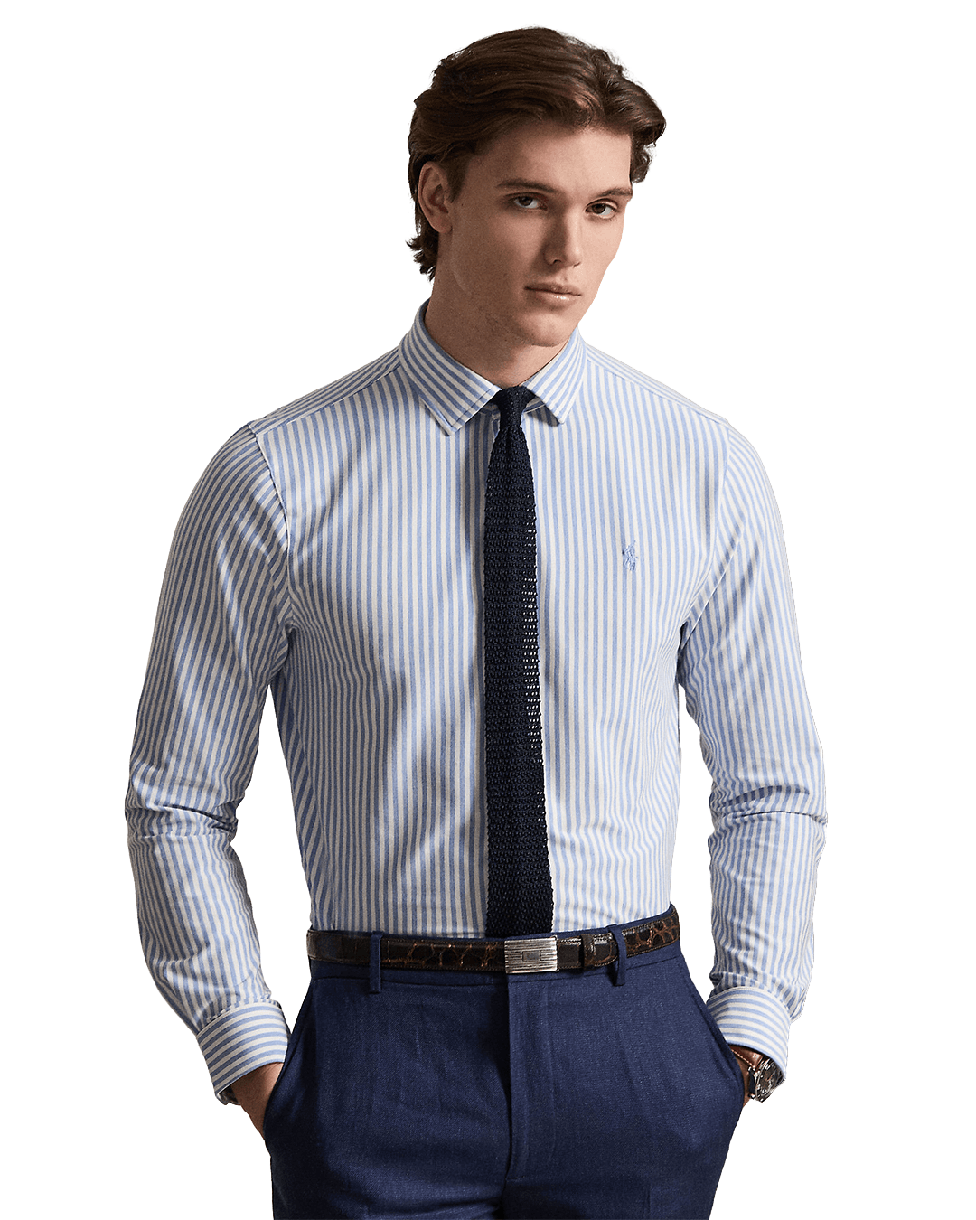Polo Ralph Lauren Shirts Ralph Lauren Blue Ralph Lauren Striped Knit Oxford Shirt Blue