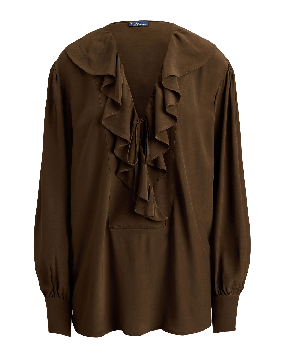 Polo Ralph Lauren Shirts Ralph Lauren Brown Ralph Lauren Ruffled Crepe Shirt Brown