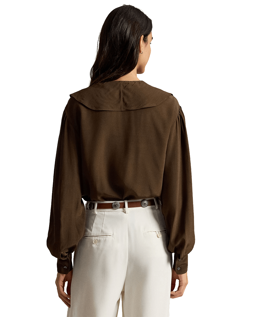 Polo Ralph Lauren Shirts Ralph Lauren Brown Ralph Lauren Ruffled Crepe Shirt Brown
