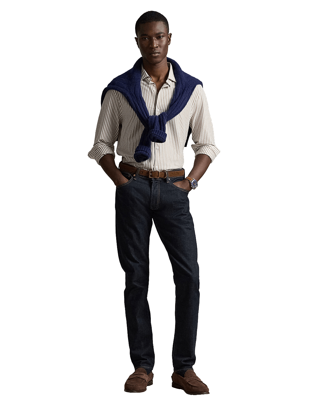 Polo Ralph Lauren Shirts Ralph Lauren Brown Ralph Lauren Striped Knit Oxford Shirt Brown