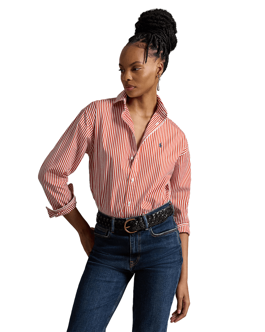 Polo Ralph Lauren Shirts Ralph Lauren Orange Ralph Lauren Relaxed Fit Striped Cotton Shirt Orange