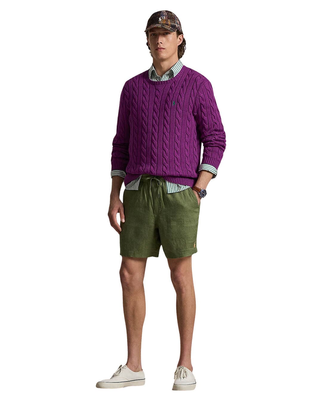 Polo Ralph Lauren Shorts Polo Ralph Lauren Green  Flat Front Linen Shorts