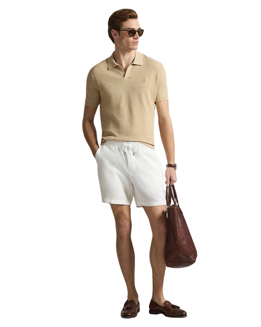 Polo Ralph Lauren Shorts Polo Ralph Lauren White Flat Front Linen Shorts