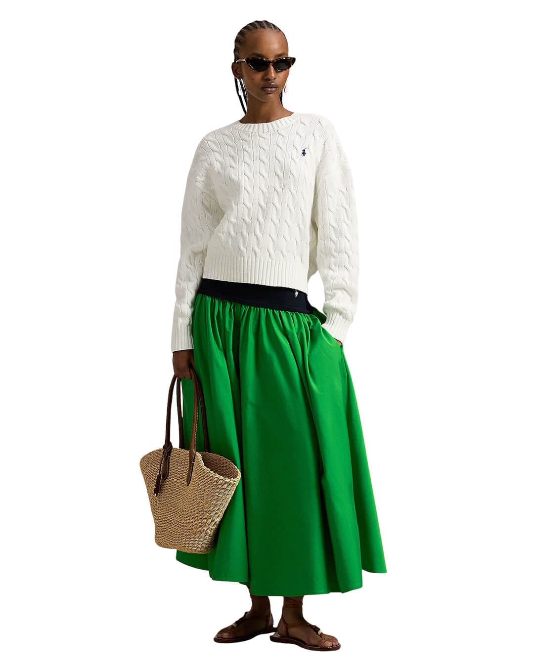 Polo Ralph Lauren Skirts Polo Ralph Lauren Green Contrast Waistband A Line Skirt