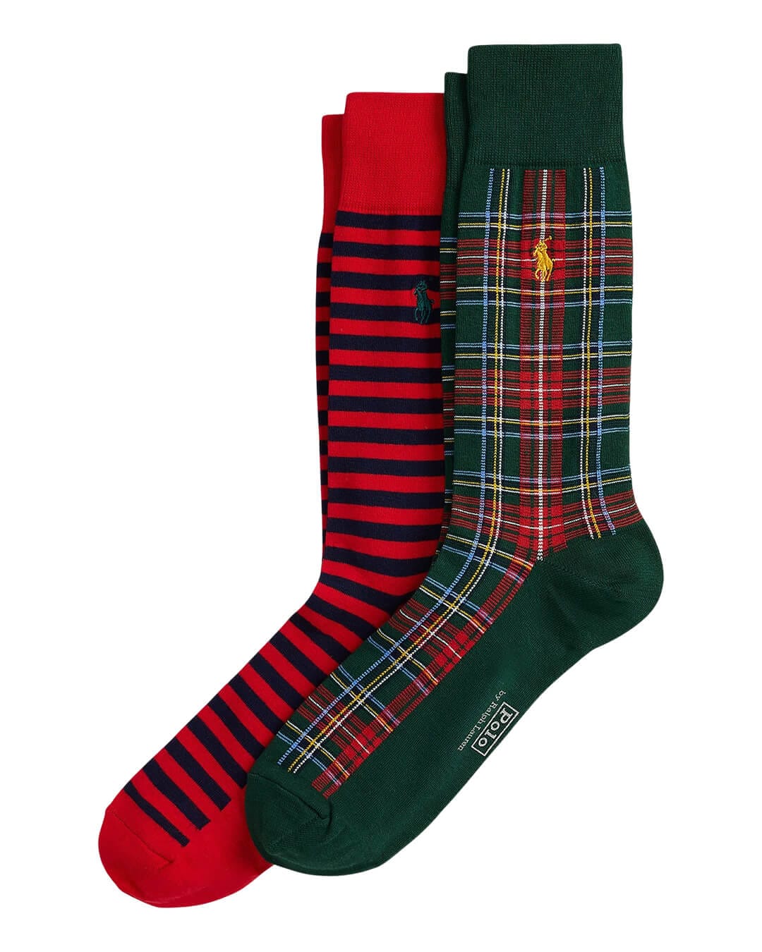 Polo Ralph Lauren Socks ONE Polo Ralph Lauren Green Stripe Crew 2-Pack Socks