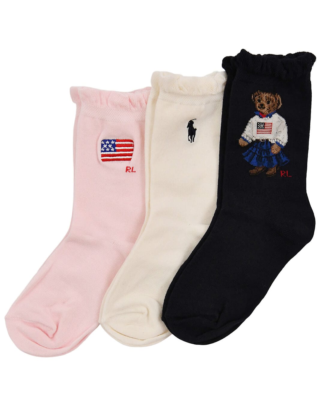 Polo Ralph Lauren Socks 4-6 Polo Ralph Lauren Multicoloured  American Girl Br Ankle 3 Pack Socks