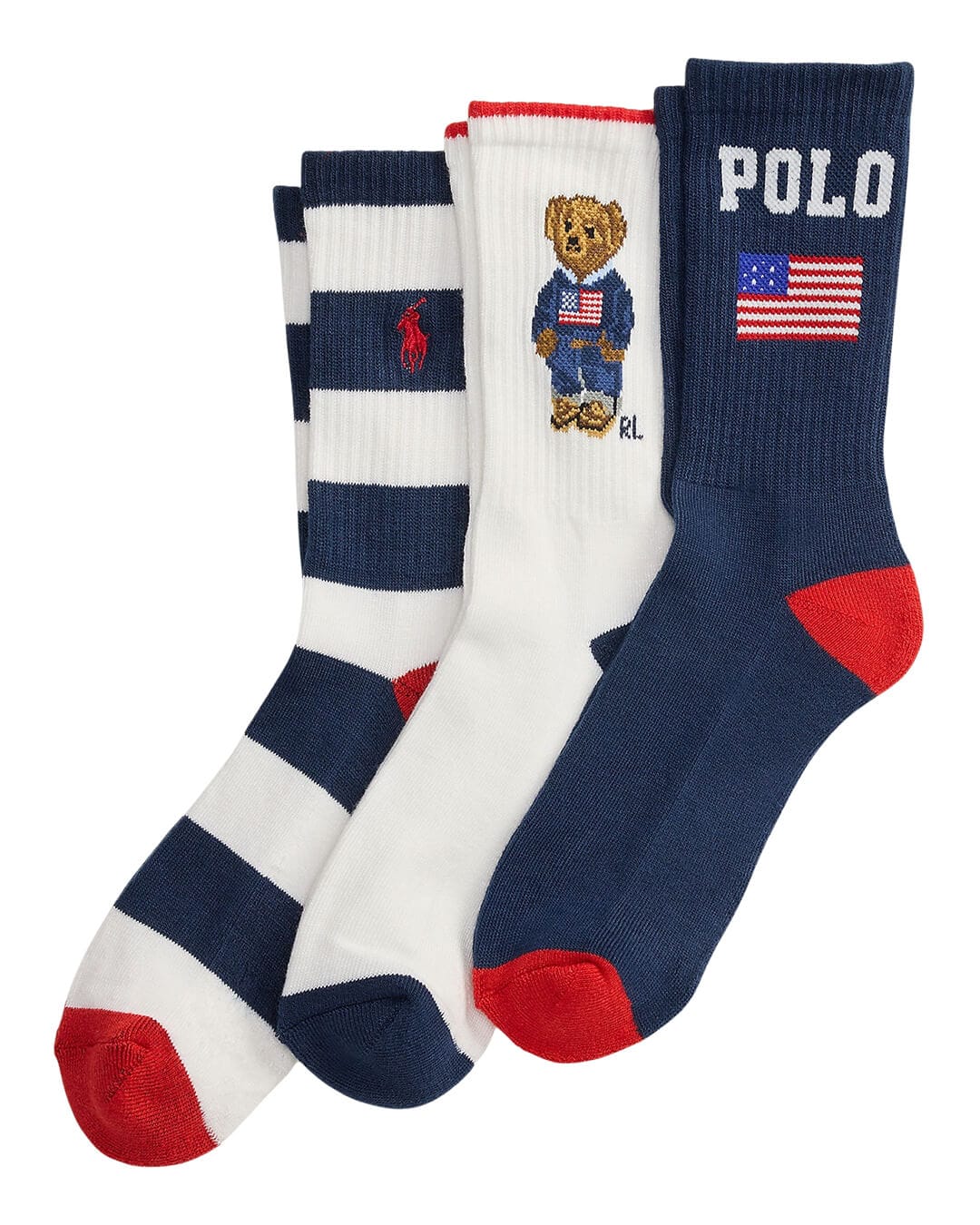Polo Ralph Lauren Socks 2-4 Polo Ralph Lauren Multicoloured Americana Br Crew Sock 3 Pack Socks