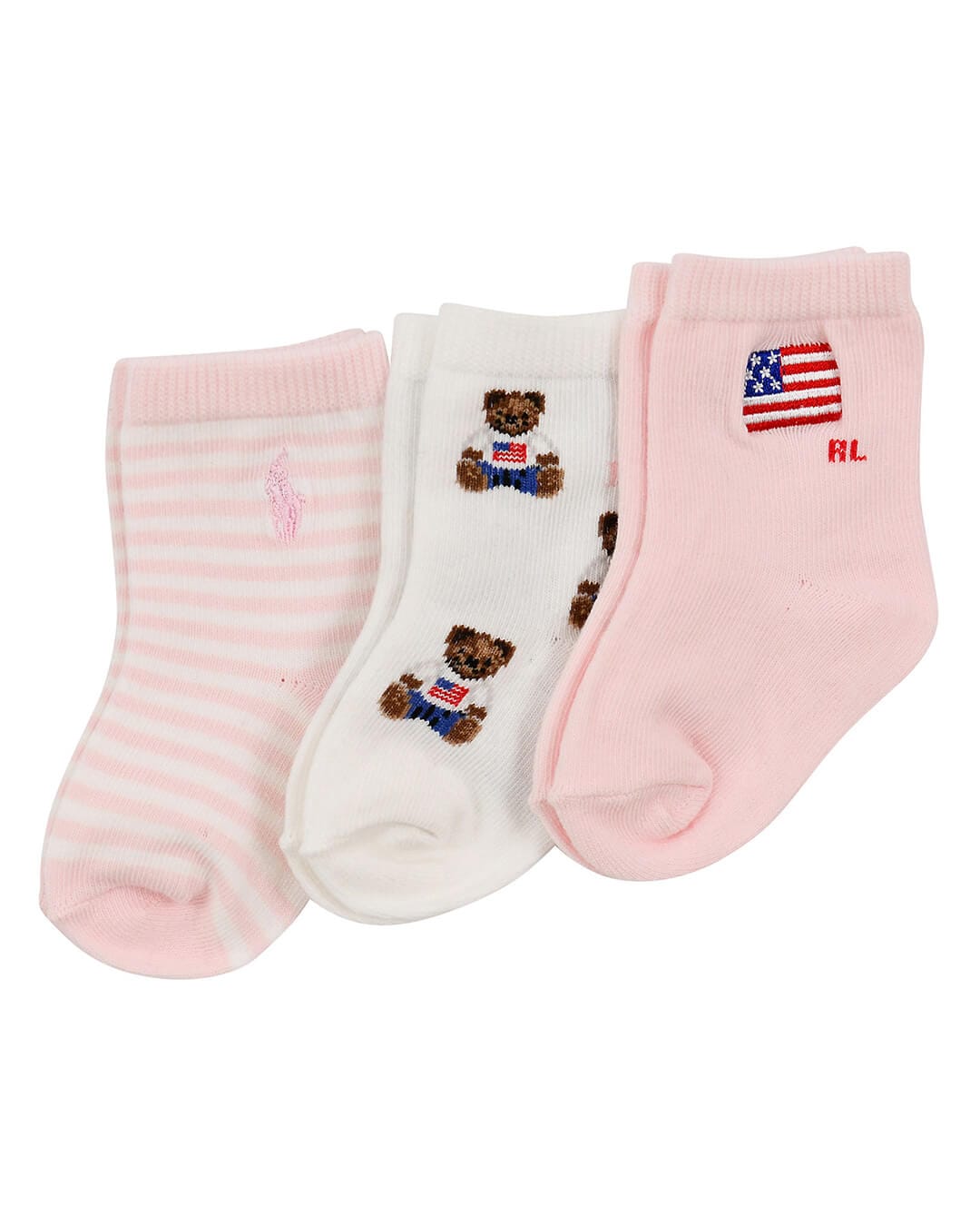 Polo Ralph Lauren Socks Polo Ralph Lauren White American Baby Girl Crew  3 Pack Socks