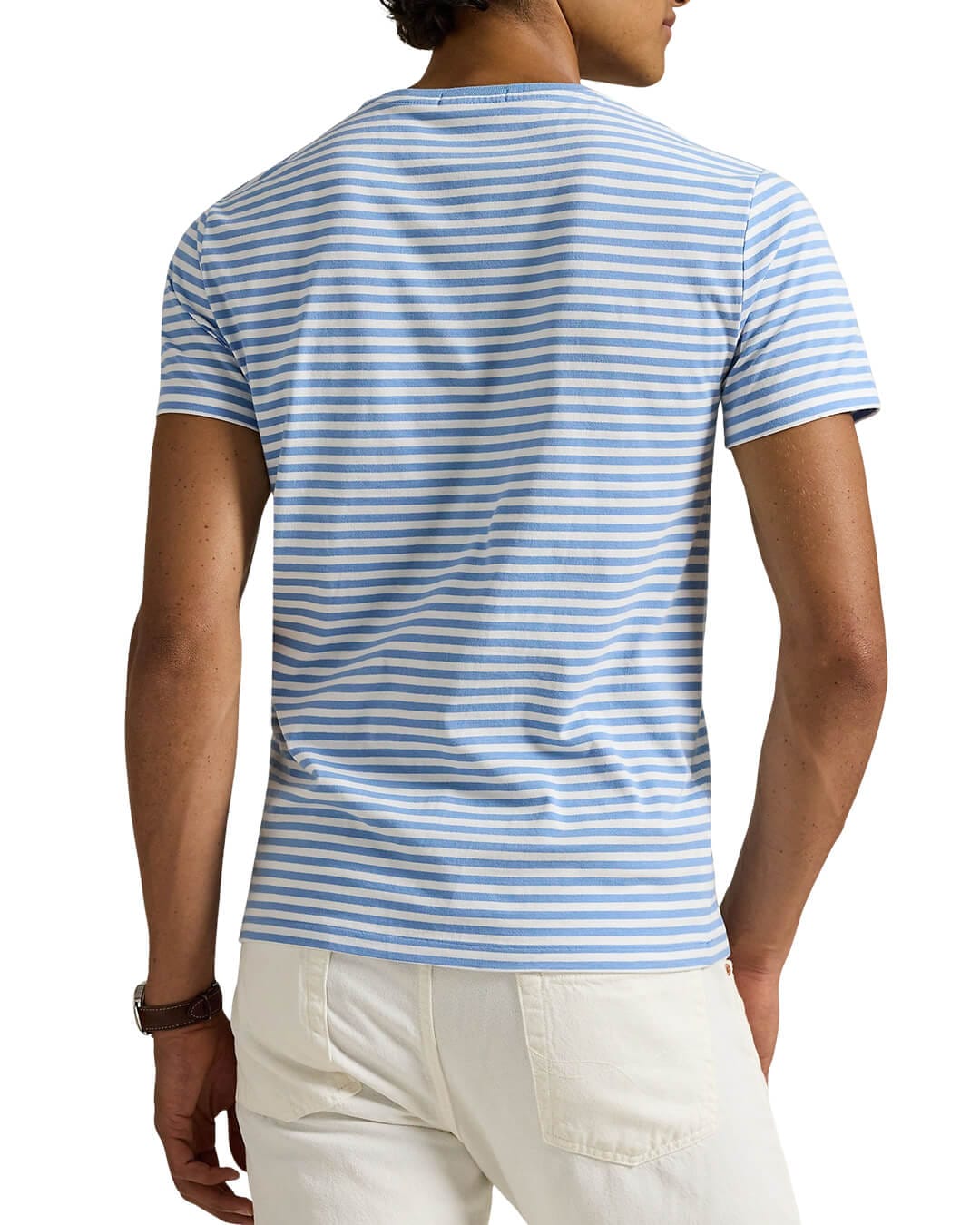 Polo Ralph Lauren T-Shirts Polo Ralph Lauren Blue  Custom Slim Fit Striped Jersey  T-Shirt